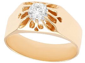 0.58ct Diamond and 14ct Rose Gold Solitaire Ring - Antique Circa 1920