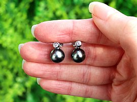 black pearl earrings with diamonds