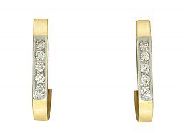 0.40ct Diamond and 18ct Yellow Gold Hoop Earrings - Vintage Circa 1980