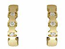 0.24ct Diamond and 18ct Yellow Gold Hoop Earrings - Vintage Circa 1980