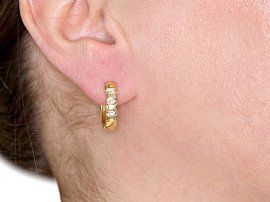 Vintage Gold and Diamond Hoop Earrings