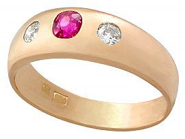 0.30ct Ruby and 0.28ct Diamond, 18ct Rose Gold Dress Ring - Vintage Circa 1940