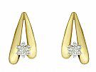0.60ct Diamond and 14ct Yellow Gold Drop Earrings - Vintage Circa 1970