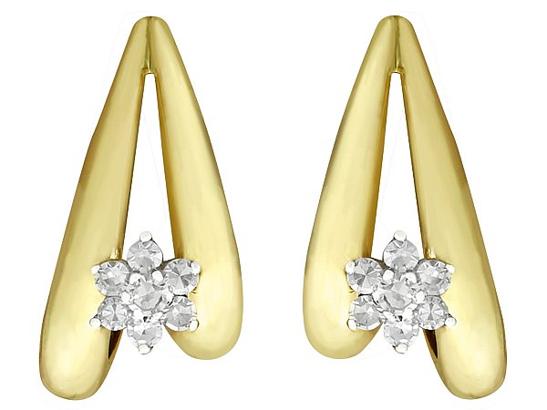 vintage yellow gold diamond earrings