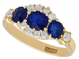 Antique Sapphire and Diamond Ring Yellow Gold 