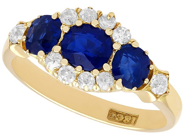 Antique Sapphire and Diamond Ring Yellow Gold 