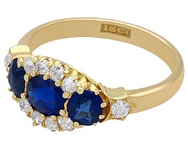Antique Sapphire and Diamond Cocktail Ring Yellow Gold 