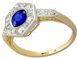 1920s Diamond Blue Sapphire  Dress Ring