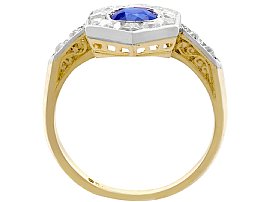 1920s Blue Sapphire and Diamond Dress Ring Hallmarks