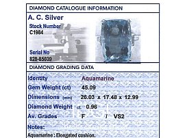 Aquamarine grading card