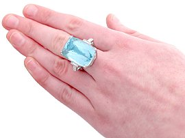 Wearing a 45 carat Aquamarine Cocktail Ring