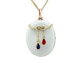 0.22ct Ruby and 0.22ct Sapphire, Diamond and 14ct Rose Gold Locket - Antique Russian Circa 1880
