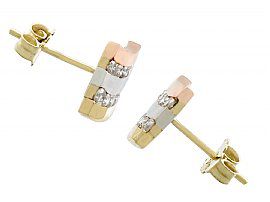Vintage Tri Gold and Diamond Earrings