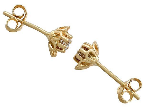 Vintage Gold and Silver Zirconia Stud Earrings main image 1