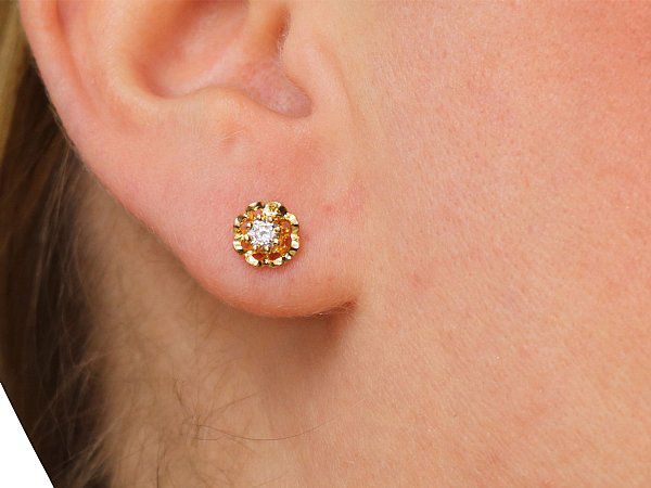 Vintage Gold and Silver Zirconia Stud Earrings main image 0