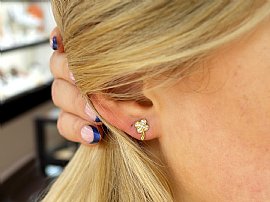 Vintage Shamrock Earrings with Diamonds
