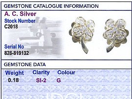 Vintage Shamrock Earrings with Diamonds grading card