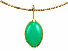 21.30ct Chrysoprase and Diamond, 18ct Yellow Gold Necklace by Salcher - Vintage Italian Circa 1970