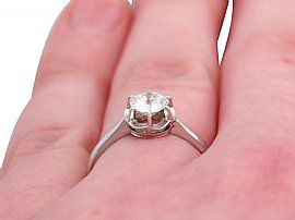1930s Solitaire Diamond Ring on finger