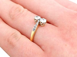 Antique Two Stone Diamond Ring Wearing