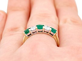 Five Stone Emerald and Diamond Ring Wearing