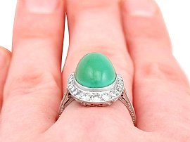 Antique Turquoise Ring with Diamonds Wearing
