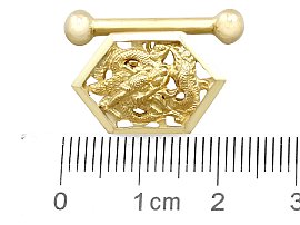 Antique Gold Chinese Cufflinks Ruler