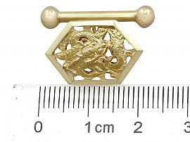 Antique Gold Chinese Cufflinks Ruler
