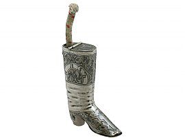 Russian Silver 'Boot' Vesta Case and Taper Holder - Antique Circa 1855