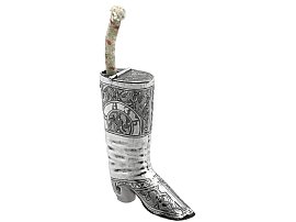 Russian Silver 'Boot' Vesta Case and Taper Holder - Antique Circa 1855