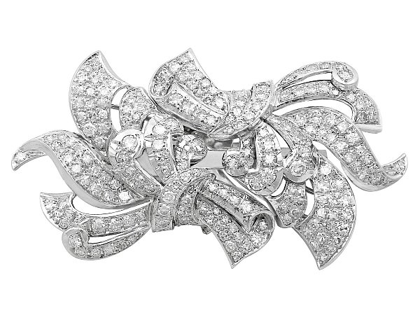 Large Antique Diamond Brooch in White Gold