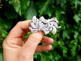 Large Diamond Brooch in White Gold