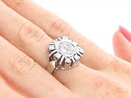 1950s Diamond Cluster Ring on Hand