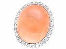 26.86ct Pink Coral and 1.80ct Diamond, 14ct Yellow Gold Dress Ring - Antique Circa 1920