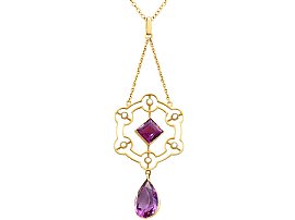 2.40ct Amethyst and Pearl, 9ct Yellow Gold Pendant - Antique Victorian