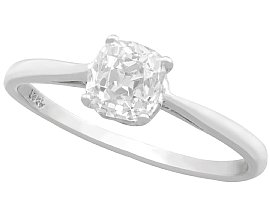 1.05ct Diamond and 18ct White Gold Solitaire Ring - Antique Circa 1900