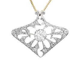 4.21ct Diamond and 18ct Yellow Gold Pendant / Brooch - Antique French Circa 1900