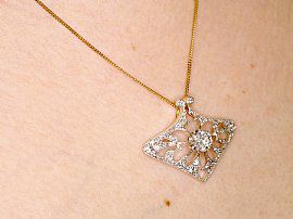 Art Nouveau Diamond Pendant Neck Wearing