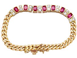 Ruby and Diamond Line Bracelet Antique