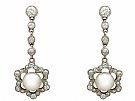Pearl and 0.95ct Diamond, 9ct Yellow Gold Drop Earrings - Antique Circa 1900