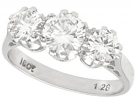 1.89ct Diamond and 18ct White Gold Trilogy Ring - Vintage Circa 1950