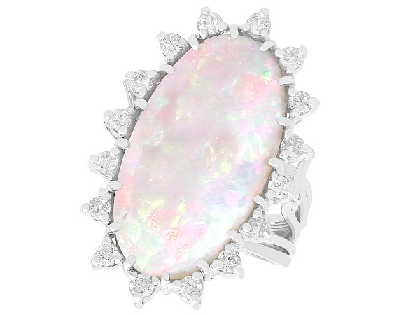 1960s Vintage Opal and Diamond Ring