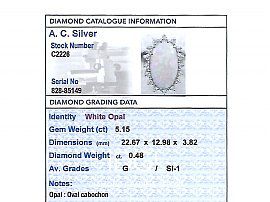 1960s Vintage Opal and Diamond Ring Card