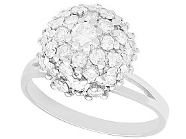 1.07 ct Diamond and 18 ct White Gold Cluster Ring - Art Deco Style - Vintage Circa 1950