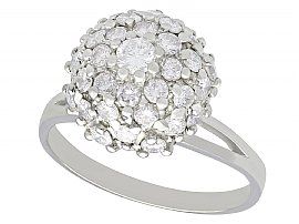 1.07 ct Diamond and 18 ct White Gold Cluster Ring - Art Deco Style - Vintage Circa 1950