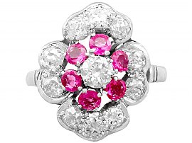 vintage ruby and diamond flower ring