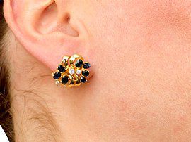 gold sapphire diamond earrings