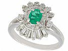 0.45ct Emerald and 0.95ct Diamond, 18ct White Gold Dress Ring - Vintage French Circa 1990