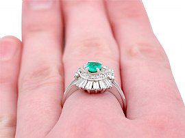 Emerald and Diamond Dress Ring Finger Wearing