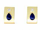 2.50ct Sapphire and 0.18ct Diamond, 14ct Yellow Gold Earrings - Vintage Circa 1980